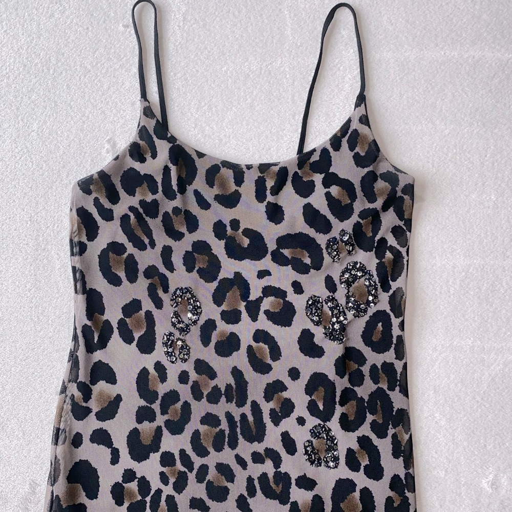 Old Navy mesh leopard tank w/ beaded detail